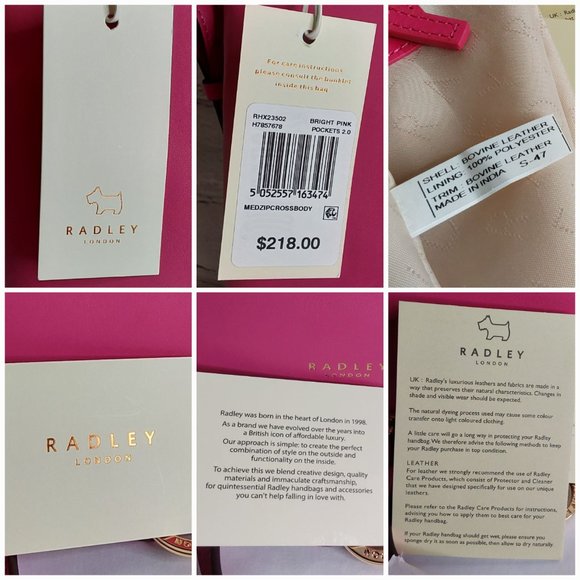 'RADLEY LONDON' 'SCOTTIE' LEATHER TOP ZIP CROSSBODY BAG CONCEAL KEY FOB - Picture 12 of 16